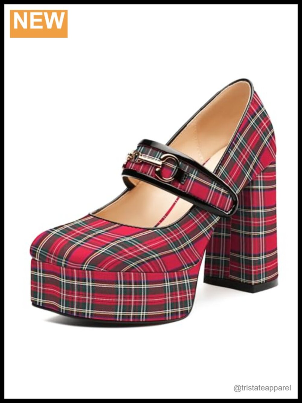 Mary Jane High Chunky Platform Square Toe Pumps Patent Leather